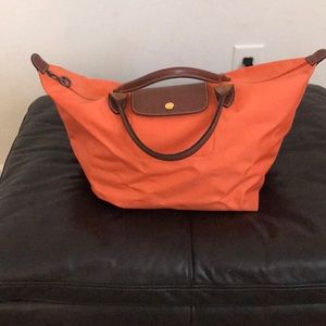 Orange Medium size long champ handbag